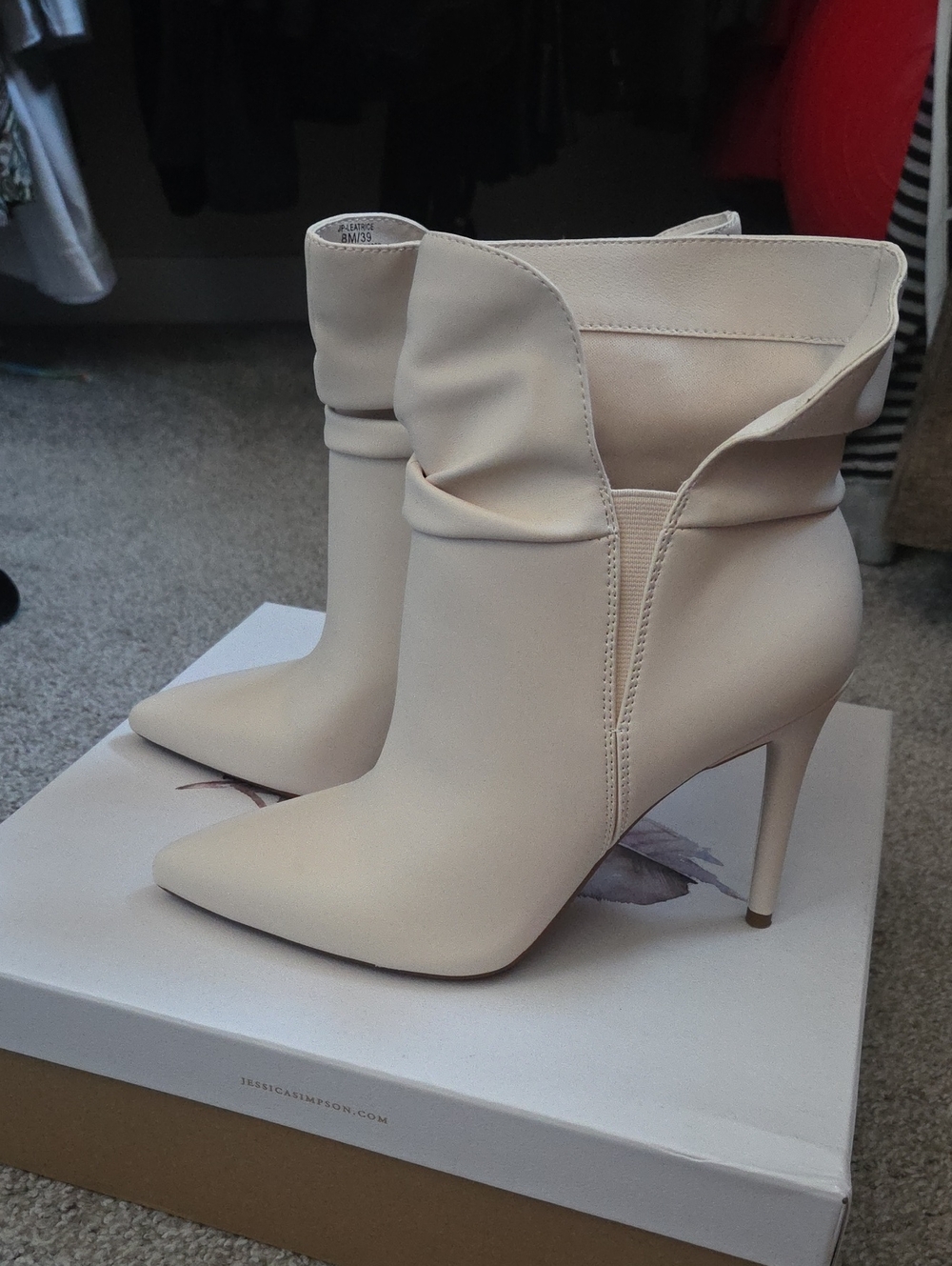 Jessica Simpson Nude Pointed-Toe Stiletto Ankle Boots